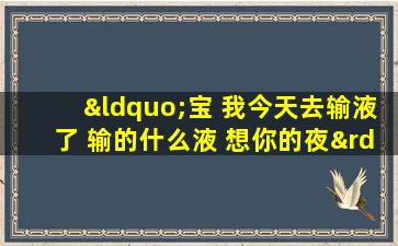 “宝 我今天去输液了 输的什么液 想你的夜”